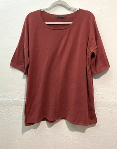 Maglione maglia Peruvian Connection top Pima cotone marrone manica corta XL - Foto 1 di 8