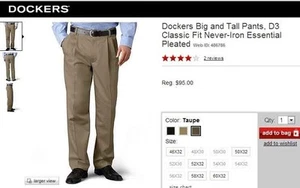 NEU MIT ETIKETT TOLLE DOCKERS 30 X 30 HOSE D3 PLISSEE KLASSISCHE PASSFORM ESSENTIAL KHAKI BEIGE NEU!! - Bild 1 von 7