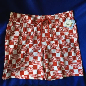 Neu mit Etikett Disneys Pixar Toy Story Pizza Planet karierte Lounge-Shorts rot Größe L - Bild 1 von 11