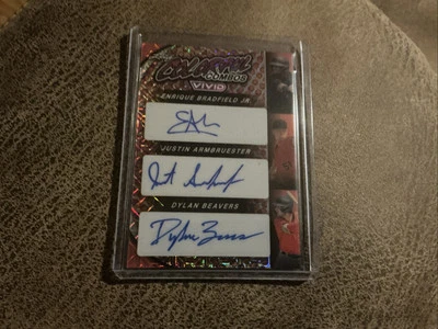 2023 Leaf Vivid Colorful Combos #CCT-2 Armbruester Bradfield Jr. Beavers 1/3 - Image 1 of 2