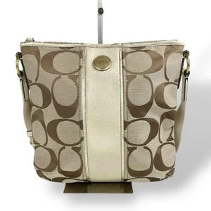 [Excelente+] Bolso de Hombro COACH F21905 Beige Marfil Signature Pochette Usado - Imagen 1 de 9