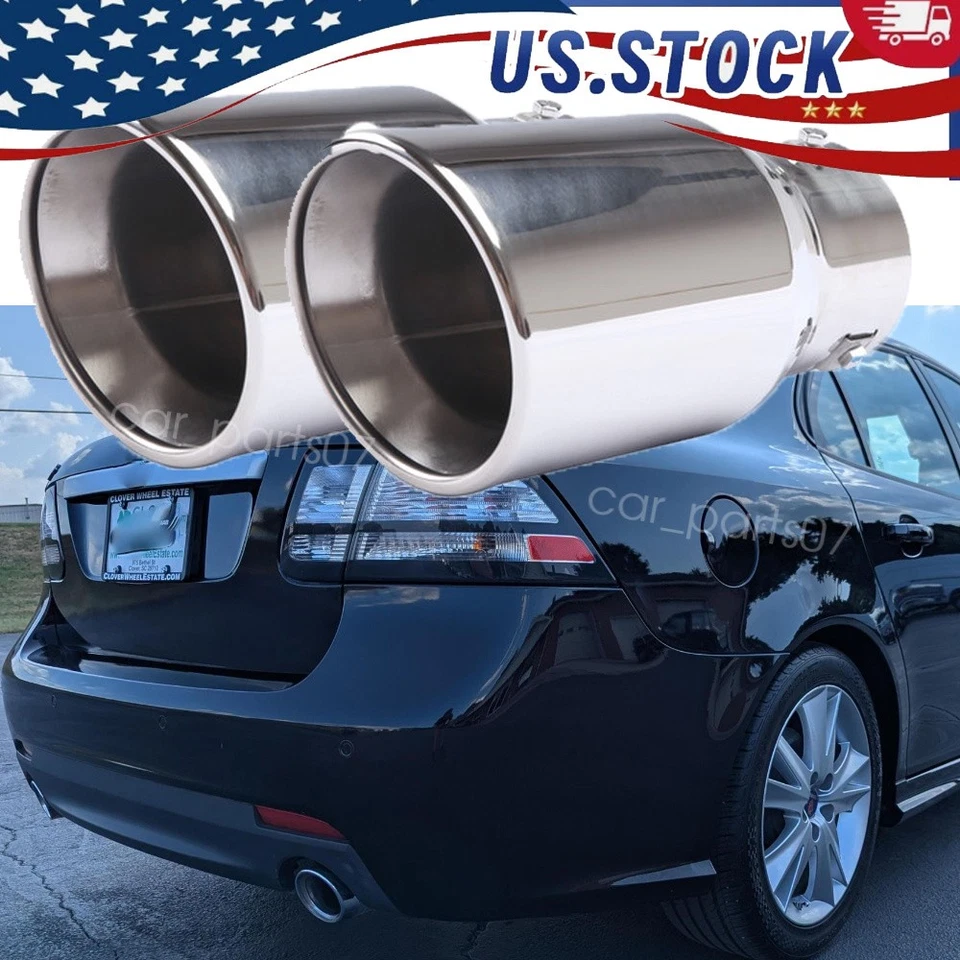 Pairs Exhaust Pipes Car Rear Throat Muffler 38-76mm For Saab 9-3 Aero Sedan Foto 1 de 4