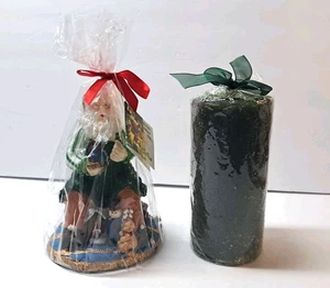 Feiertagsakzente figürliche Weihnachtskerze/grün Zucker mattiert Säule Urlaubsdeko - Bild 1 von 15