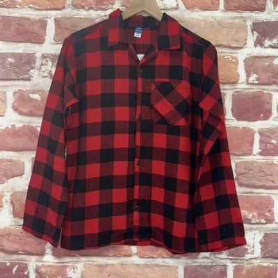 Old Navy Shirt Kids XXL 18 Red Black Buffalo Plaid Flannel Button Up Pajama Top - Image 1 of 4