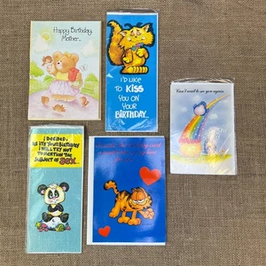 KONVOLUT 5 VINTAGE UNBENUTZTE GEBURTSTAG GRUSSKARTEN NIEDLICH KITSCH RETRO GARFIELD - Bild 1 von 6