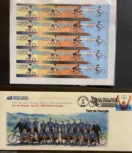 U.S. Postal Tour de Georgia Event Cover 2003 & Cycling Forever Stamps 2012 NM - Bild 1 von 2