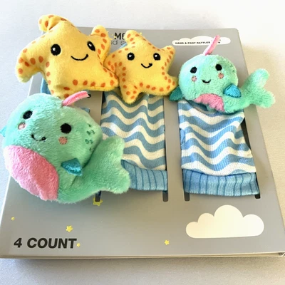 Luna y Estrellas Sonajero de Mano y Pie Bebé Juguetes de Peluche Estrella de Mar Ballena Nuevo Foto 1 de 4