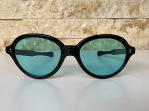 VINTAGE PILOT SUNGLASSES SQUARED FRANCE MADE 1950'S BLACK BLUE MIDEUM ART DECO - Picture 1 of 15