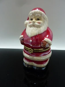 Vintage Christmas - Porcelain Santa Claus Ornament TRINKET MUSIC BOX - Picture 1 of 8