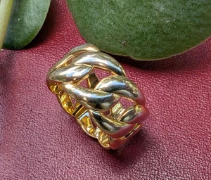 Vintage Cuban Link Ring, Gold Chain Band Ring - Picture 1 of 10