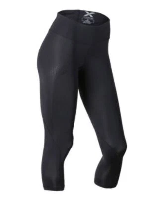 SALE | 2XU Compression Womens Mid-Rise 7/8 Tights (Black/Dotted Black) - Image 1 of 2