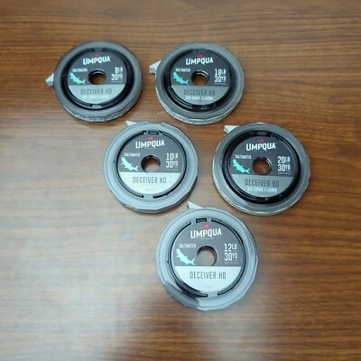 Umpqua Deceiver HD Big Game agua salada 8 lb - 20 lb Fluoro Tippet - ¡LOTE de (5)! Foto 1 de 4