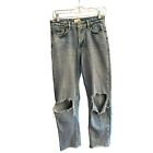 Amuse Society Women's Medium Wash Selena Cropped Ripped Jeans Size 26 A304ksel