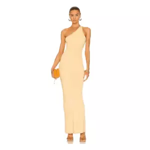 Auteur x REVOLVE Mila Dress Medium Butter Ribbed Yellow Midi Stretchy Bodycon - Picture 1 of 8