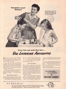 1940er Listerine Antiseptic for Dandruff Quacksalberei Print Werbung Anzeige 1949 - Bild 1 von 1