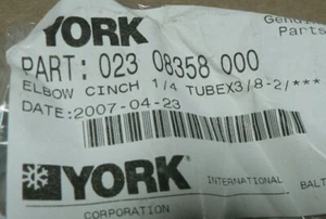 YORK ELBOW CINCH 023-08358-000 1/4 TUBEX3/8-2 - Picture 1 of 2