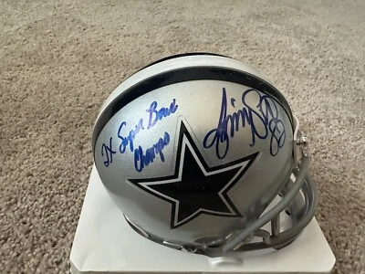 Jimmy Smith Autographed Dallas Cowboys Mini Helmet Signed INSC 2X SB Champ JSA - Image 1 of 3