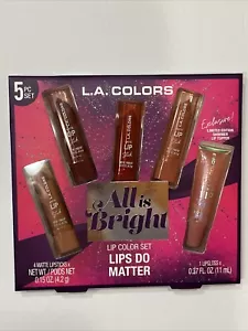 L.A. Colors All Is Bright Lips Do Matter 5 Piece Lip Color Gift Set-NIB! - Picture 1 of 7