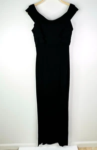Vestido Tadashi Shoji Hombro Descubierto Pierna Abertura Negro Talla 12 #202535L - Imagen 1 de 7