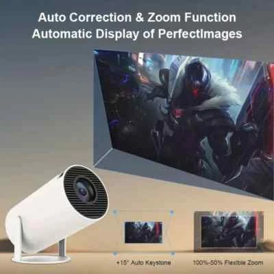 Mini Portable Projector 4K 1080P, Smart Projector With Automatic Horizontal Corr - Image 1 of 4