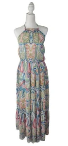 NY and Company Women's Maxi Dress Halter Top Paisley Hippie Boho Style Sz S - Picture 1 of 8
