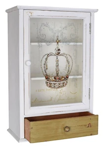 Wall showcase wall cabinet country style wall shelf wood one drawer glass door - Picture 1 of 1