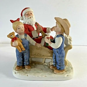 VTG Home Interiors Homco Denim Days Santa's Visit #8924 Figurine Christmas Decor - Picture 1 of 6