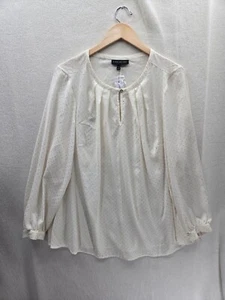 Neu mit Etikett Lane Bryant Langarmbluse Schlüssellochausschnitt Punkte 49 $ weiß Größe 16 - Bild 1 von 7