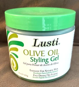 Lusti Olive Oil Styling Gel 16 fl oz Fast Drying Hold  No Flaking Controls Frizz - Picture 1 of 2