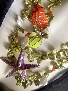 Collana design barocco pepite perle catena ciondolo stella marina conchiglia pezzo unico - Foto 1 di 8