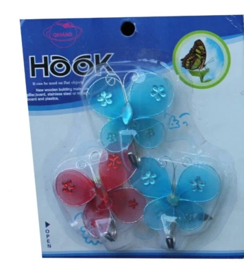 3 Multicolor Butterfly Hooks for Kids Room, Nursery Baby items Cute Decor - Image 1 of 2