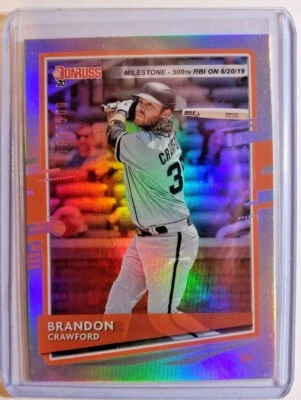 2020 DONRUSS MILESTONE STAT LINE BRANDON CRAWFORD 084/500 (m) - Image 1 of 2