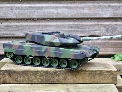 HENGLONG Heng Long 1/16 Leopard Metal Suspension Airsoft RC Battle Tank Smoke Sound 2.4G