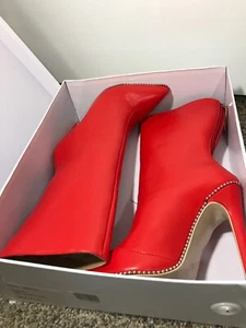 Red Stiletto Boots With Silver Studs EGO Drome size 6 - Picture 1 of 7