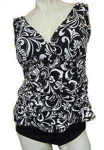 NWT LONGITUDE WOMEN'S Black and White BATHING SUIT SWIMSUIT Tankini SET SZ- S - Picture 1 of 5