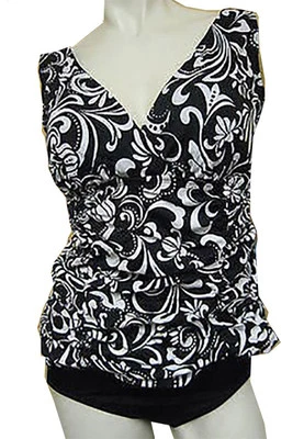 NWT LONGITUDE WOMEN'S Black and White BATHING SUIT SWIMSUIT Tankini SET SZ- S - Image 1 of 4