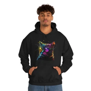 Neon Cat Unisex Hoodie - Picture 1 of 10