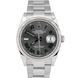 MINT PAPERS Rolex DateJust 36 Wimbledon Rhodium Gray Steel Oyster 126234 BOX - Picture 1 of 10