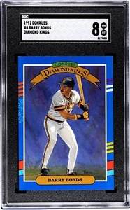 Barry Bonds San Francisco Giants 1991 Donruss - Diamond Kings #4 SGC Grade 8 - Picture 1 of 2