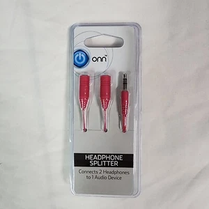 ONN Headphone Splitter Pink 2 Headphone Connection On 1 Device New in Package - Picture 1 of 2