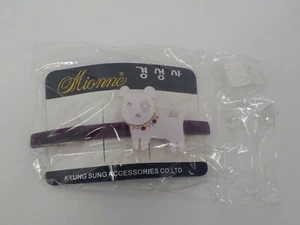 MIONNE BARRETTE KYUNG SUNG ACCESSORIES GIRLS HAIR WHITE DOG W/ RHINESTONE COLLAR - Picture 1 of 3