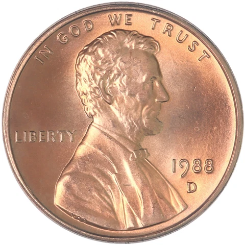 1988 D Lincoln Memorial Cent Choice BU Penny US Coin Cover