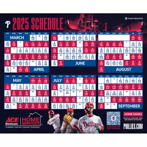 FREE Ship Philadelphia Phillies 2025 Baseball Season Schedule Magnet Magnetic - Picture 1 of 2