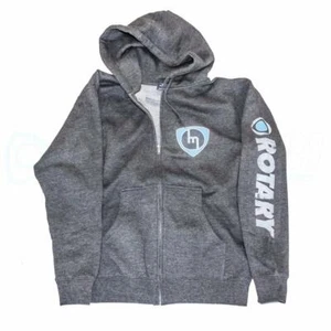 Old School ROTARY M - GRAY Zip Hoodie - Mazda RX-7 Rotary Power Wankel 13B TURBO - Picture 1 of 8