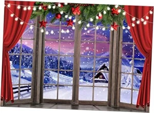 Christmas Backdrop Xmas Window Photography Backdrop Winter Dream 7X5FT - Picture 1 of 7