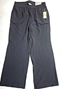 Pantalone JM Collection donna nero medio gamba larga giarrettiera tasche pull on nuovo con etichetta - Foto 1 di 14