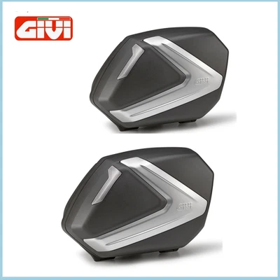 GIVI V37NT TECH COPPIA DI VALIGIE LATERALI NERE CON COVER  ARGENTO 37 LT - Immagine 1 di 4