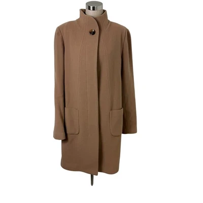 Kristen Blake Women's Camel Wool Cashmere Blend Stand Collar Long Coat Size 16 - Image 1 of 4
