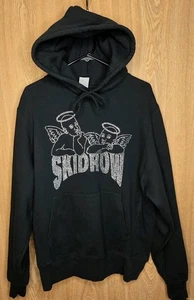 SKIDROW Hoodie Adult M Black Embellished Crystal Angel Cherub Spellout MADE - Picture 1 of 5