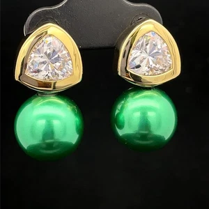 OHRCLIPSTECKER AUS 925/-SILBER GELBGOLDPLATTIERT MIT MKP & ZIRKONIA SCHMUCKJAGD - Bild 1 von 4